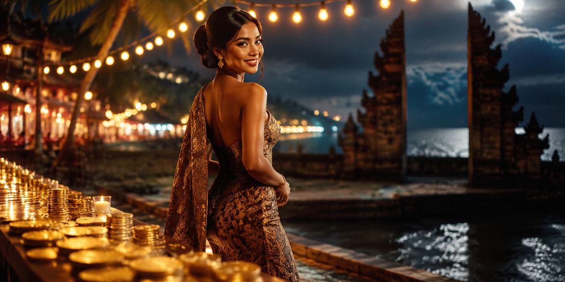 Suasana kasino malam hari di pasar malam menggambarkan hiburan live casino